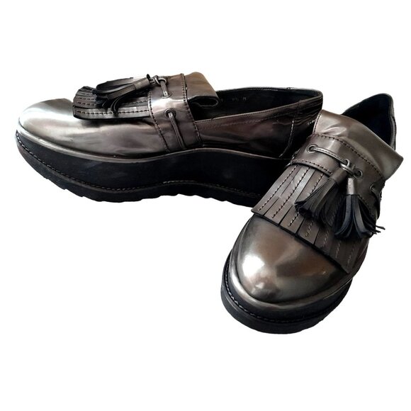 Stuart Weitzman Y2K Platform Preppy Chunky Metallic Gold Loafer Size 9.5M Shoes - Picture 5 of 11